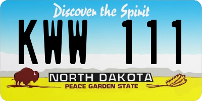 ND license plate KWW111