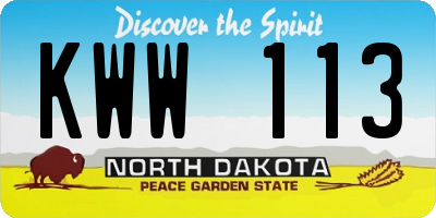 ND license plate KWW113