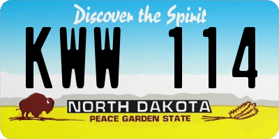ND license plate KWW114