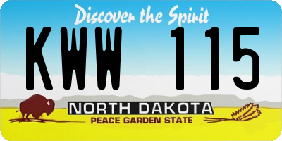 ND license plate KWW115
