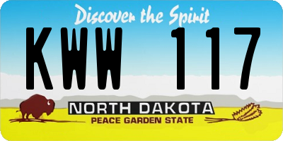 ND license plate KWW117