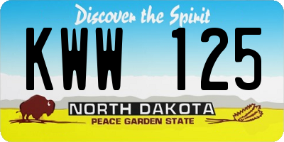 ND license plate KWW125