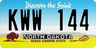 ND license plate KWW144