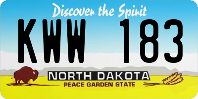 ND license plate KWW183