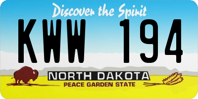 ND license plate KWW194