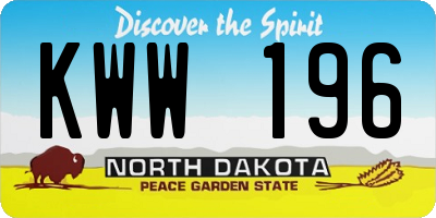 ND license plate KWW196