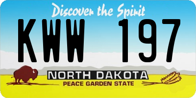 ND license plate KWW197