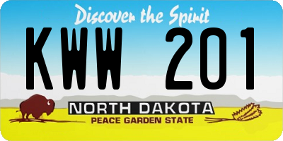 ND license plate KWW201