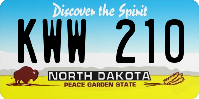 ND license plate KWW210