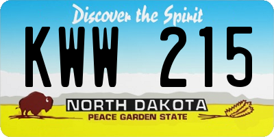 ND license plate KWW215