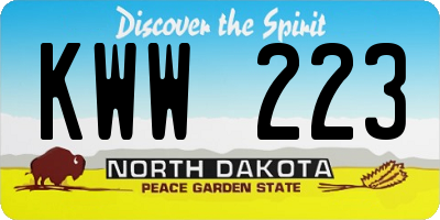 ND license plate KWW223