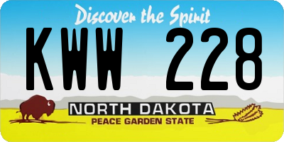 ND license plate KWW228
