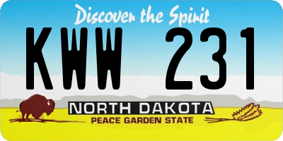 ND license plate KWW231
