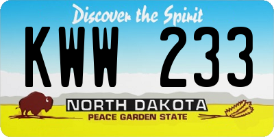 ND license plate KWW233