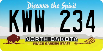 ND license plate KWW234