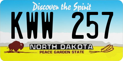 ND license plate KWW257