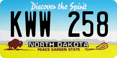ND license plate KWW258