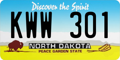 ND license plate KWW301