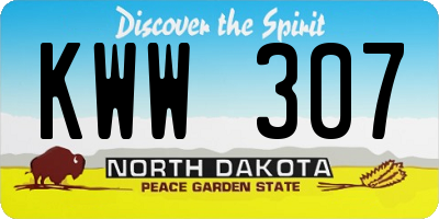 ND license plate KWW307