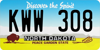 ND license plate KWW308