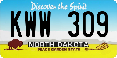 ND license plate KWW309