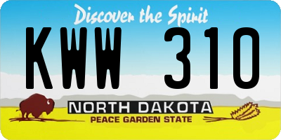 ND license plate KWW310