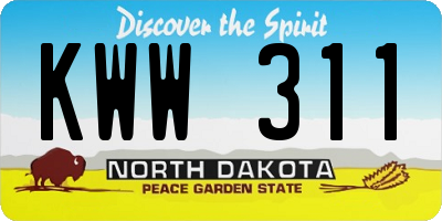 ND license plate KWW311