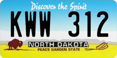 ND license plate KWW312