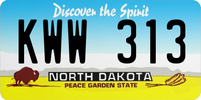 ND license plate KWW313