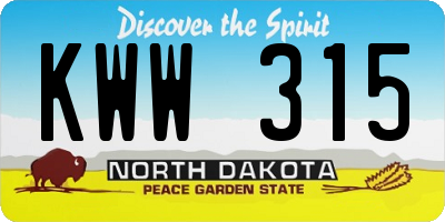 ND license plate KWW315