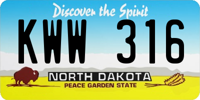 ND license plate KWW316