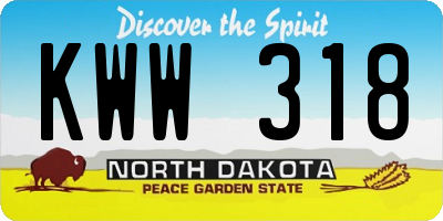 ND license plate KWW318