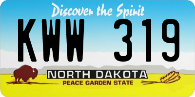 ND license plate KWW319