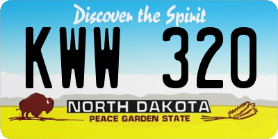 ND license plate KWW320