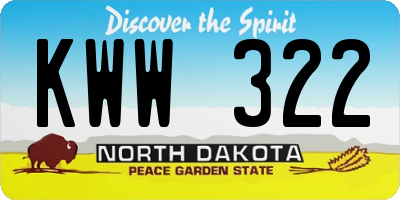 ND license plate KWW322