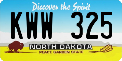 ND license plate KWW325