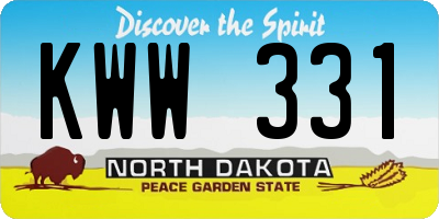 ND license plate KWW331