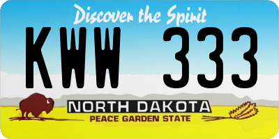 ND license plate KWW333