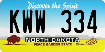 ND license plate KWW334