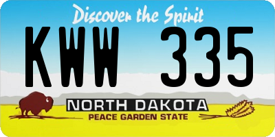 ND license plate KWW335