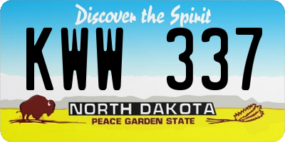 ND license plate KWW337