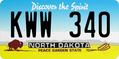 ND license plate KWW340