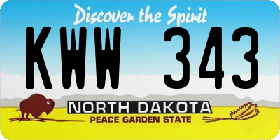 ND license plate KWW343