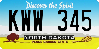 ND license plate KWW345