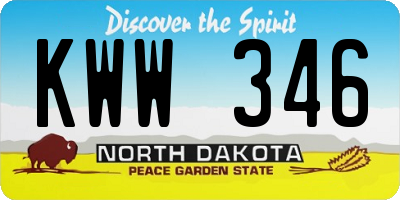 ND license plate KWW346