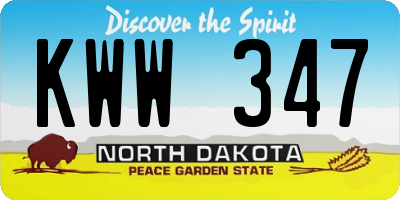 ND license plate KWW347