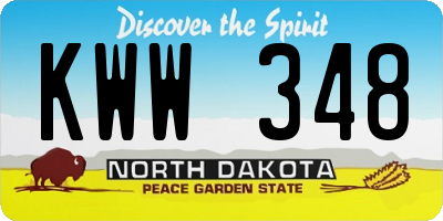 ND license plate KWW348