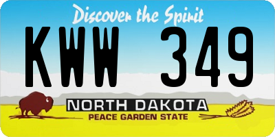 ND license plate KWW349