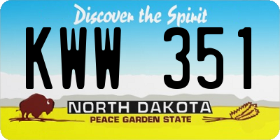 ND license plate KWW351