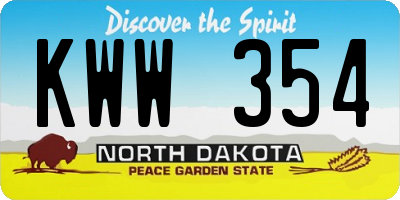 ND license plate KWW354